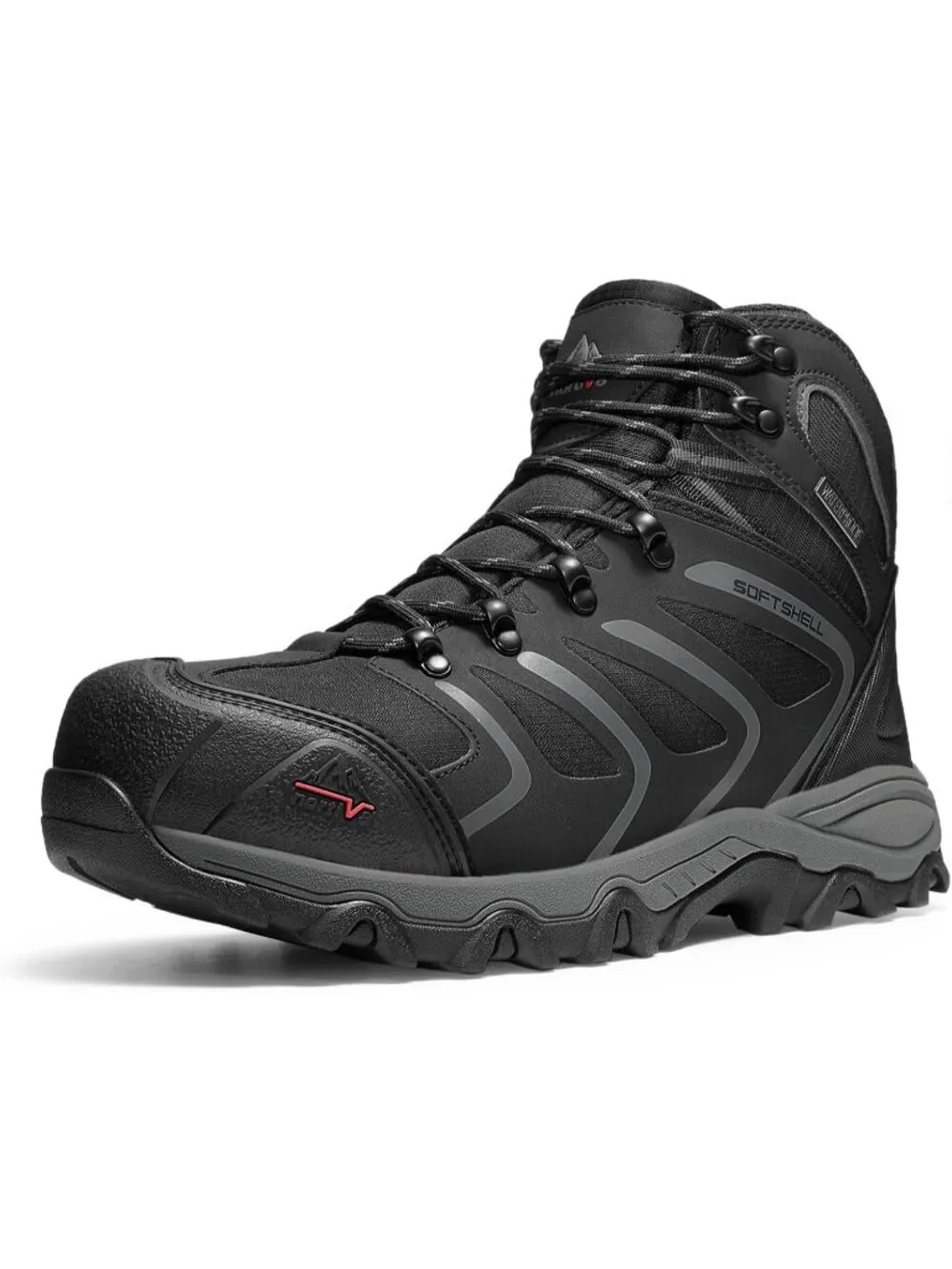 Men's Black Grey Waterproof Shoes Casual Mid Top Steel Toe Non Slip Hiking Boots